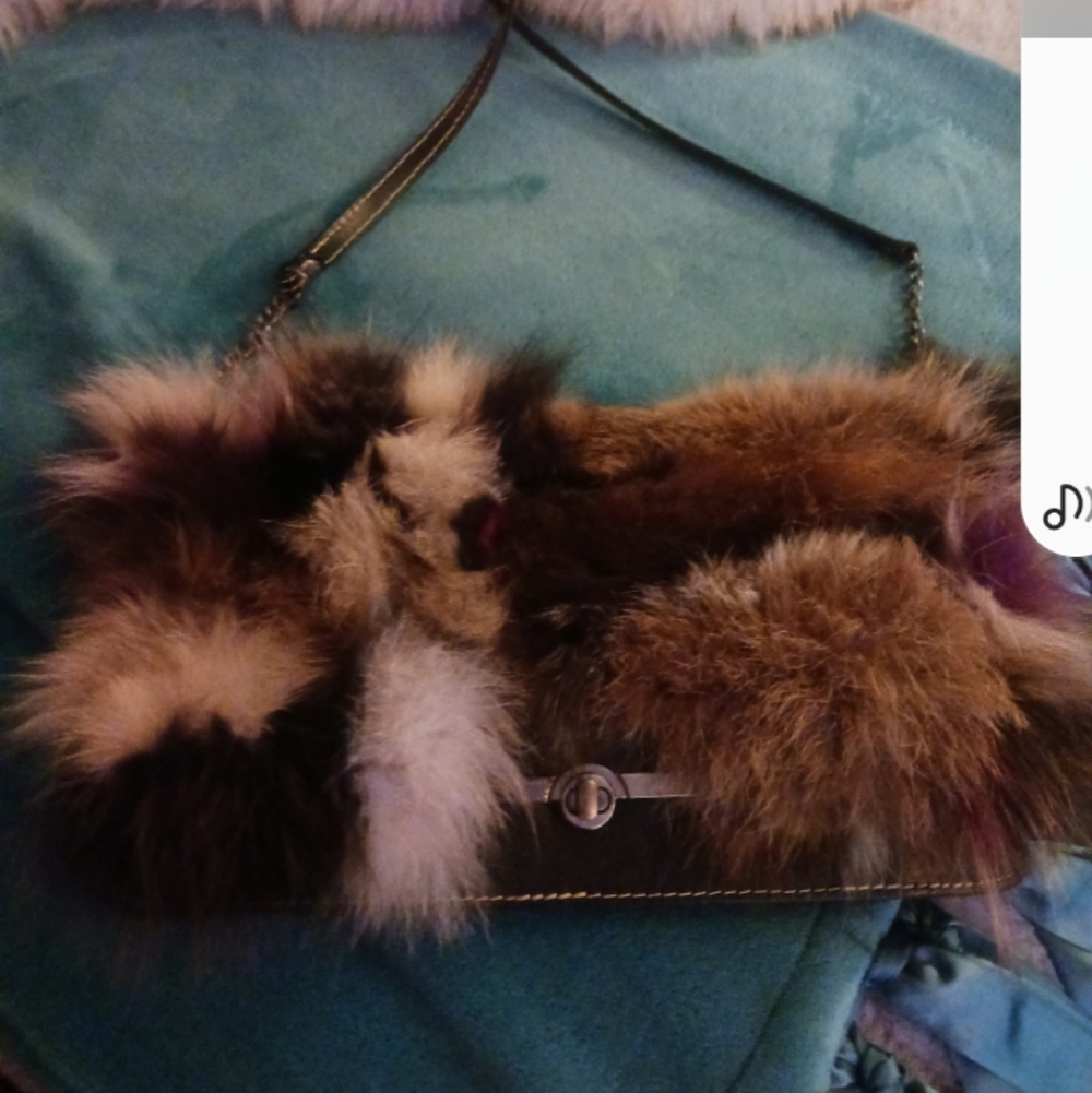 Faux Fur Shoulder Bag in Brown & Cream - Chic Women's Handbag Patrisha Nash